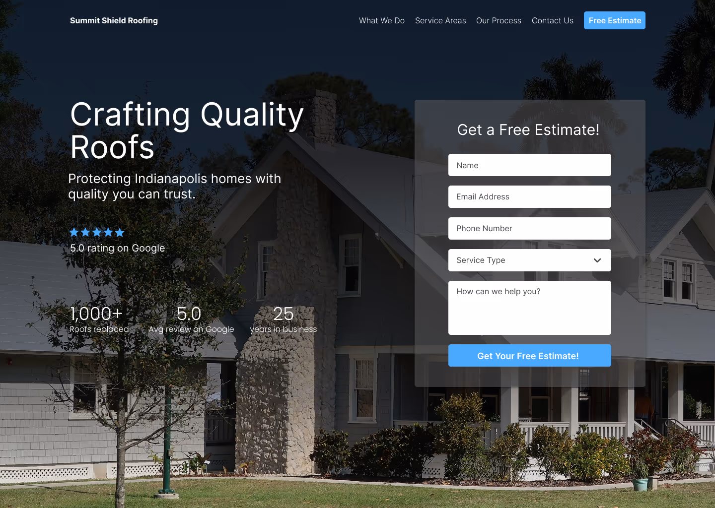 Summit Shield Roofing Hero Section